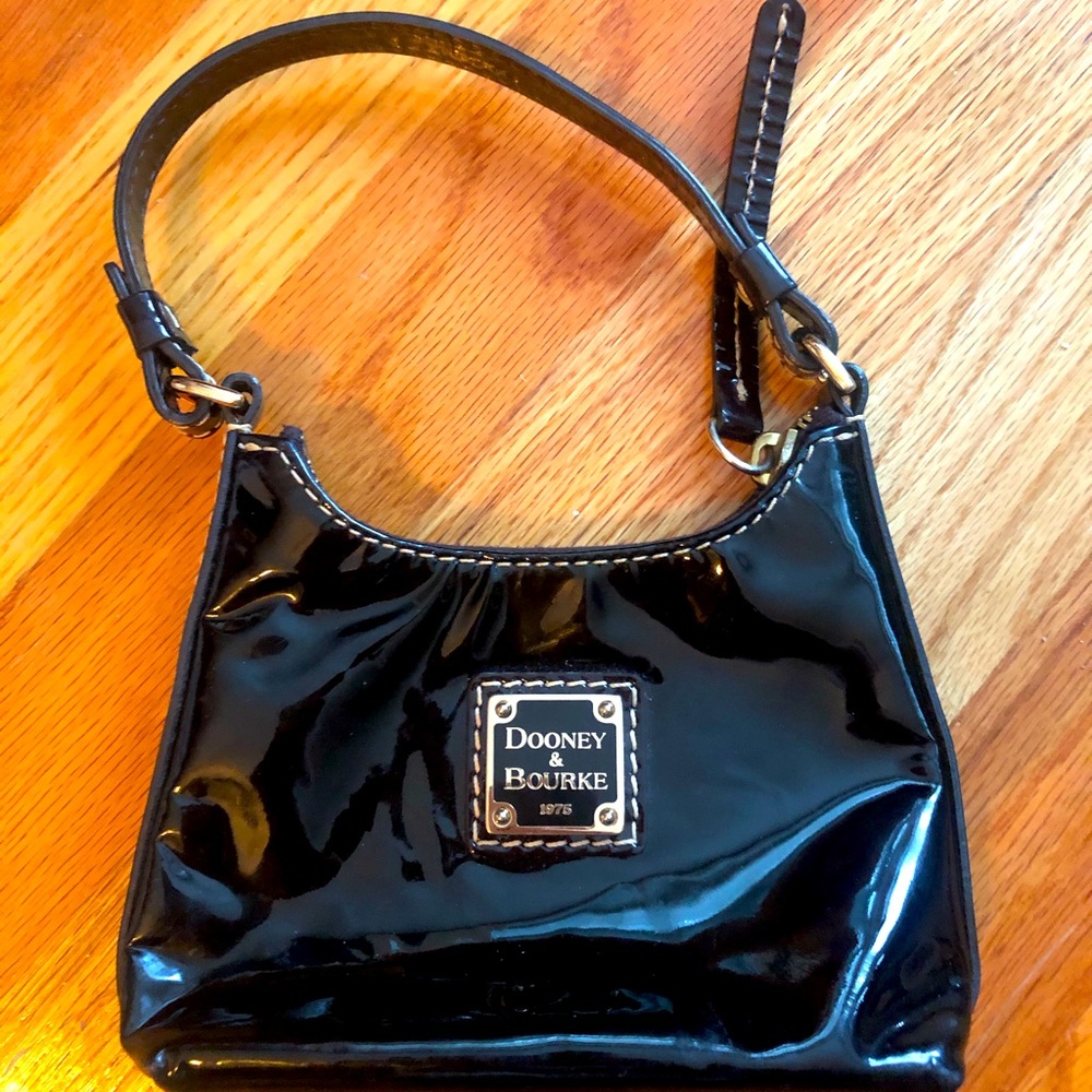 Dooney & Bourke black patent leather mini bag